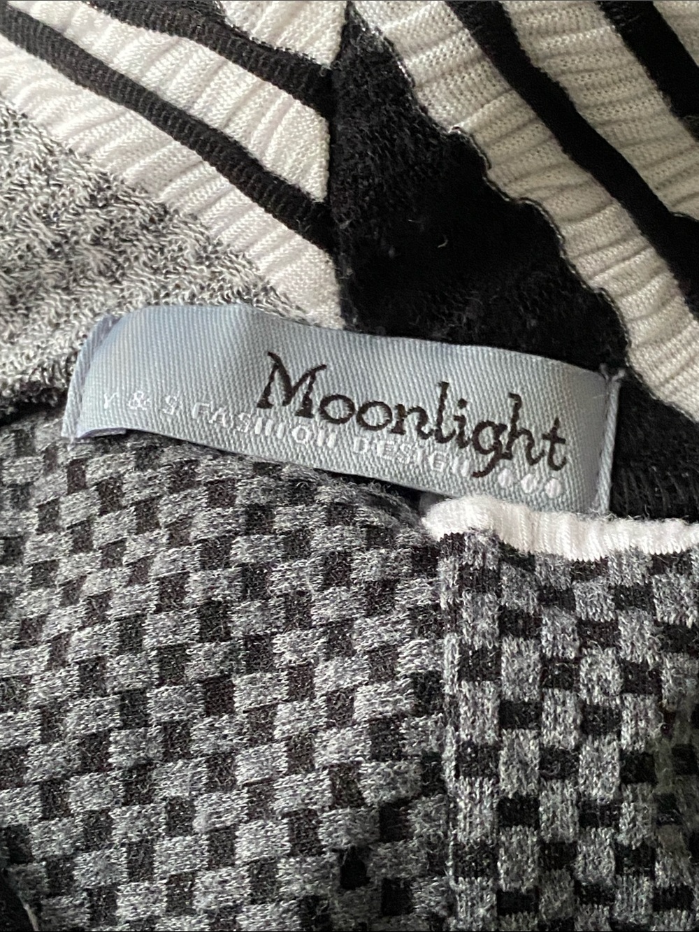 Moonlight by Y & S Black & off White Wearable Art Blouse Shirt Top size LARGE - Picture 12 of 14